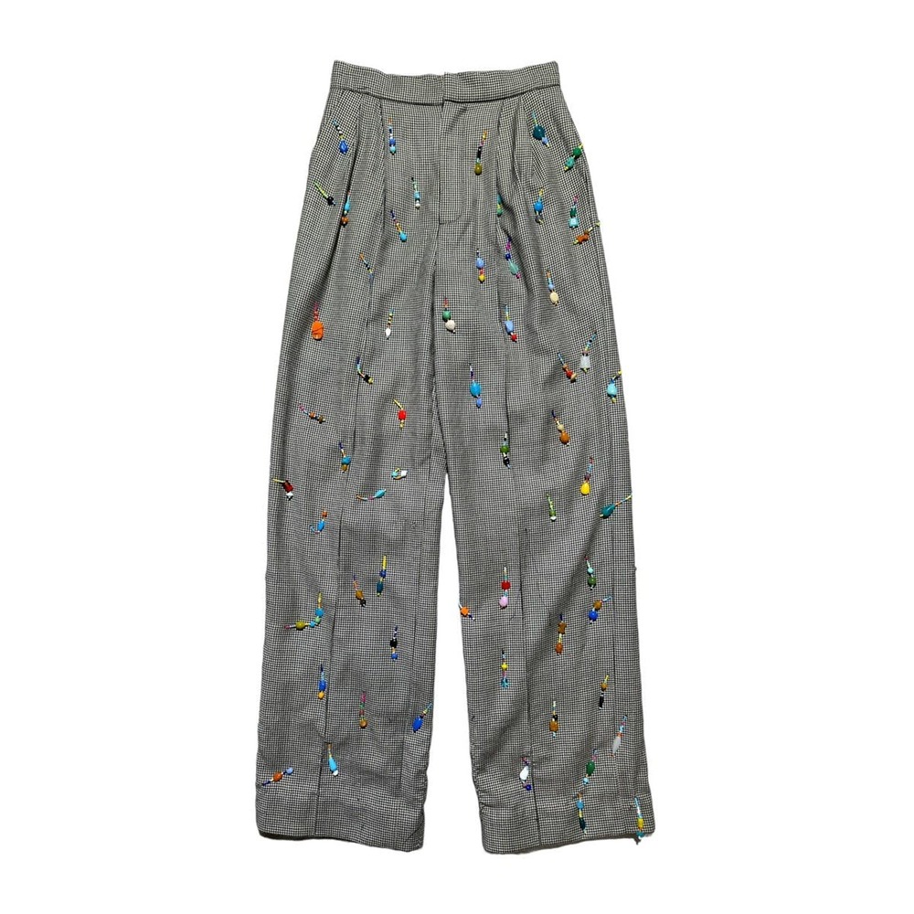 Marshall Columbia $2,200 hand beaded houndstooth trouser